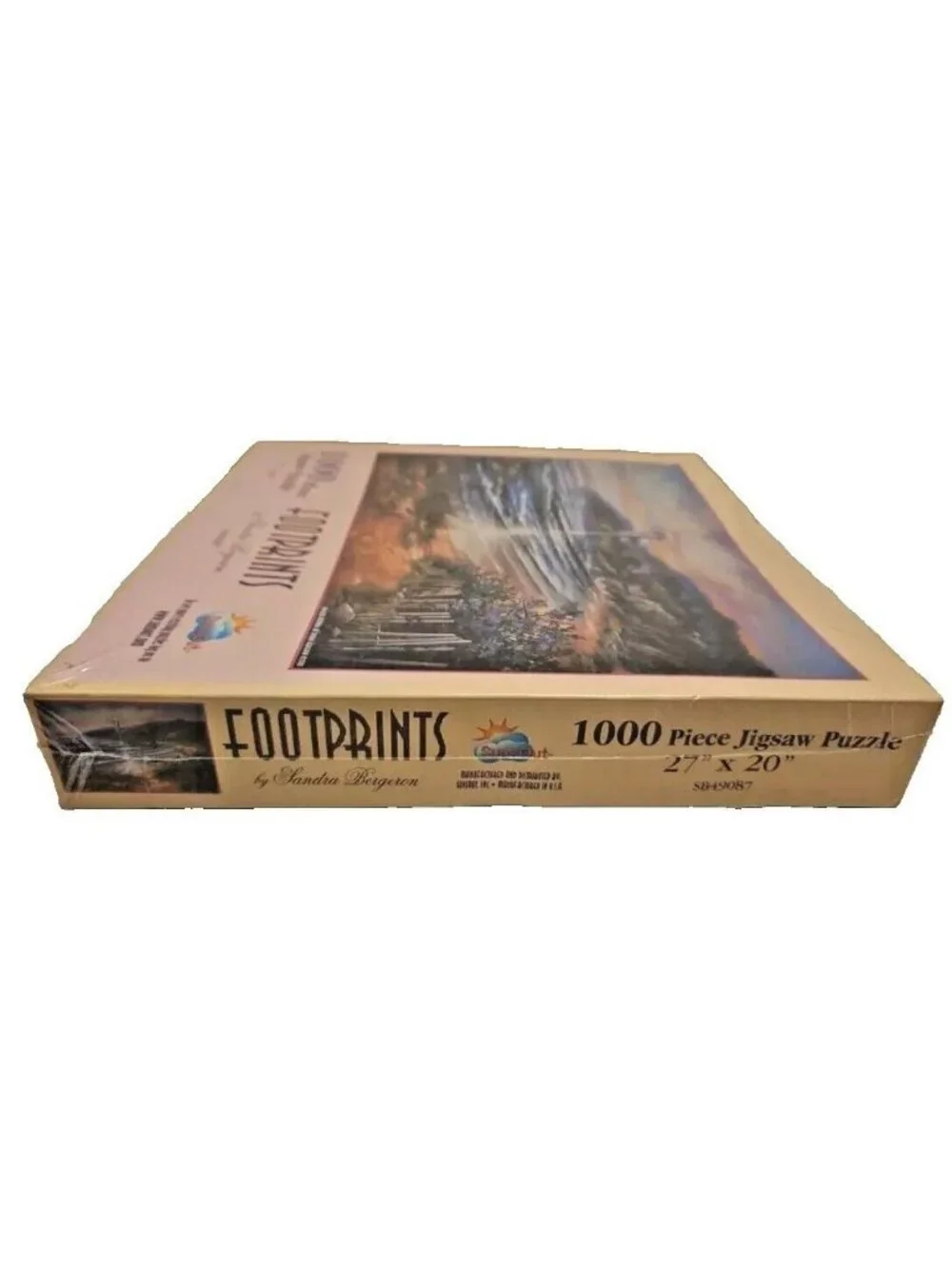VTG Puzzle Footprints 1000-Pc Jigsaw Sandra Bergeron 27 x 20 Sunset Lighthouse